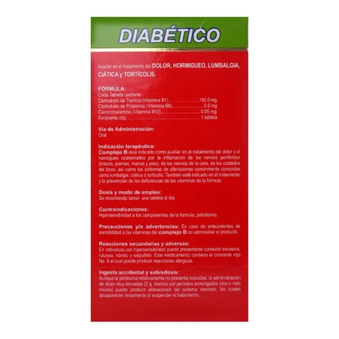 Complejo B Diabetico Con 30 Tabletas Avivia