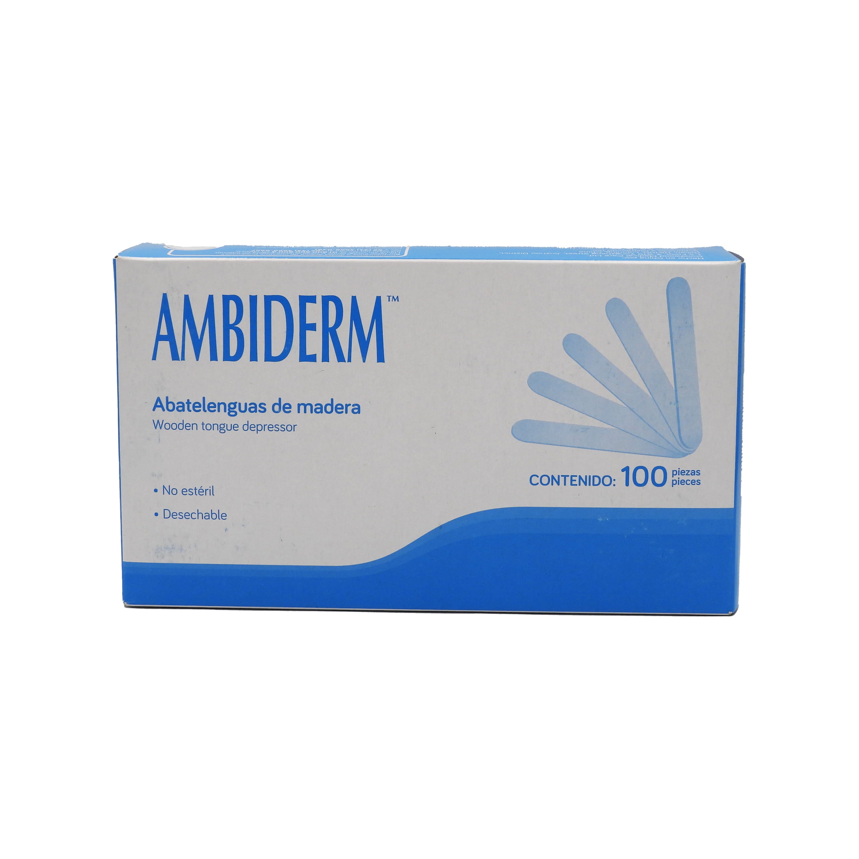 Abatelenguas De Madera Con 100 Piezas Ambiderm