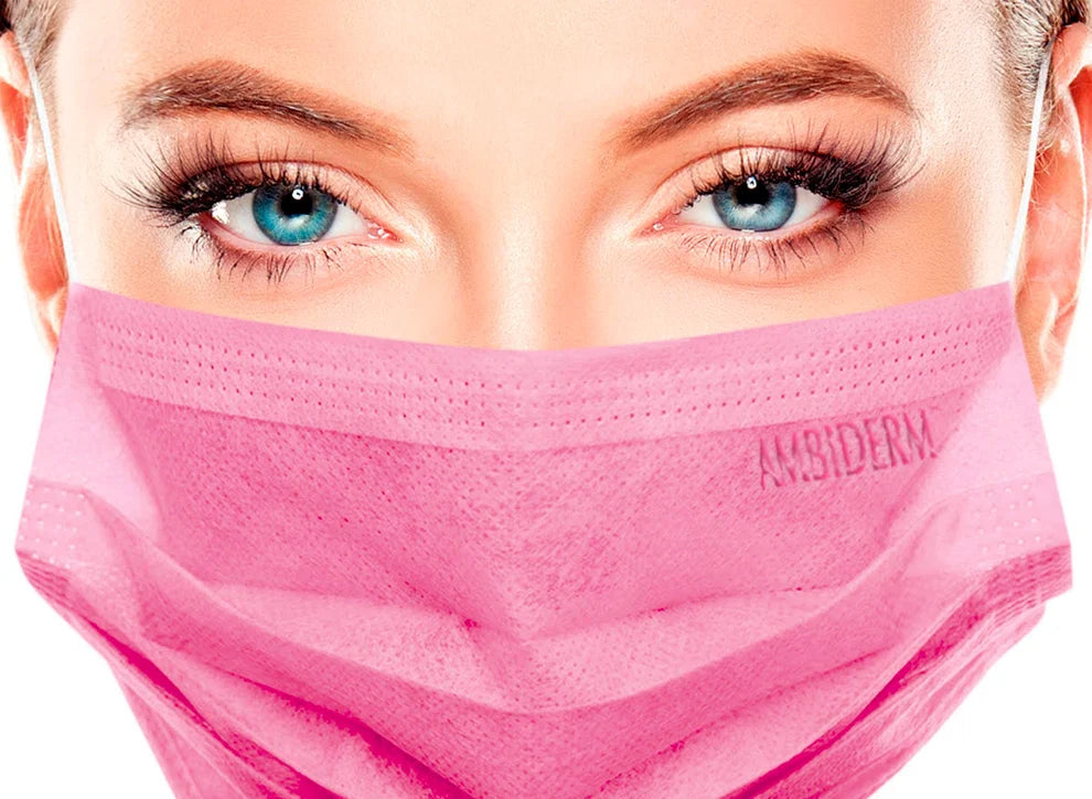 Cubre Bocas Rosa Con 50 Piezas Ambiderm