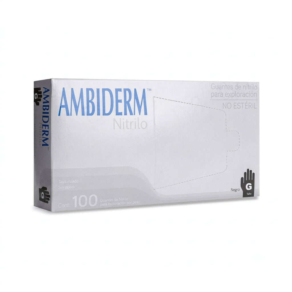 Guantes De Nitrilo Grande Caja Con 100 Piezas Ambiderm