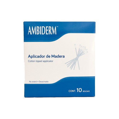 Aplicadores Madera Punta De Algodon Con 100 Piezas Ambiderm