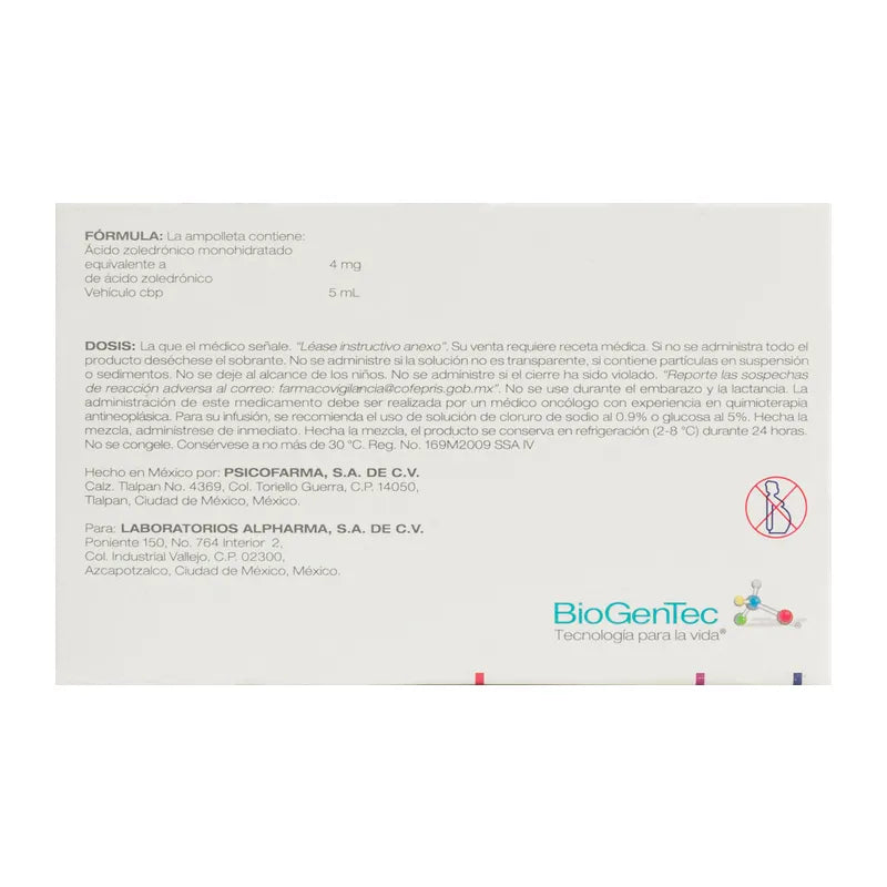 Nuzolmet (Acido Zoledronico) 4 Mg Con 1 Ampolleta De 5 Ml