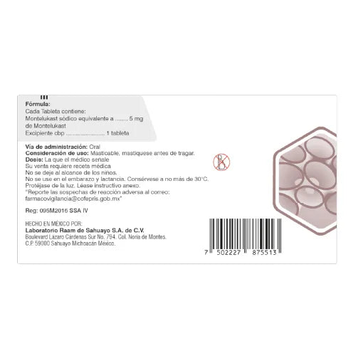 Montelukast 5 Mg Con 30 Tabletas Masticables Adn Pharma