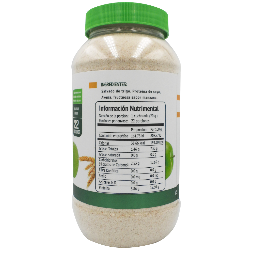 Fibra Salvado Trigo/ Proteina Soya Manzana 450 G Healthy Shakes