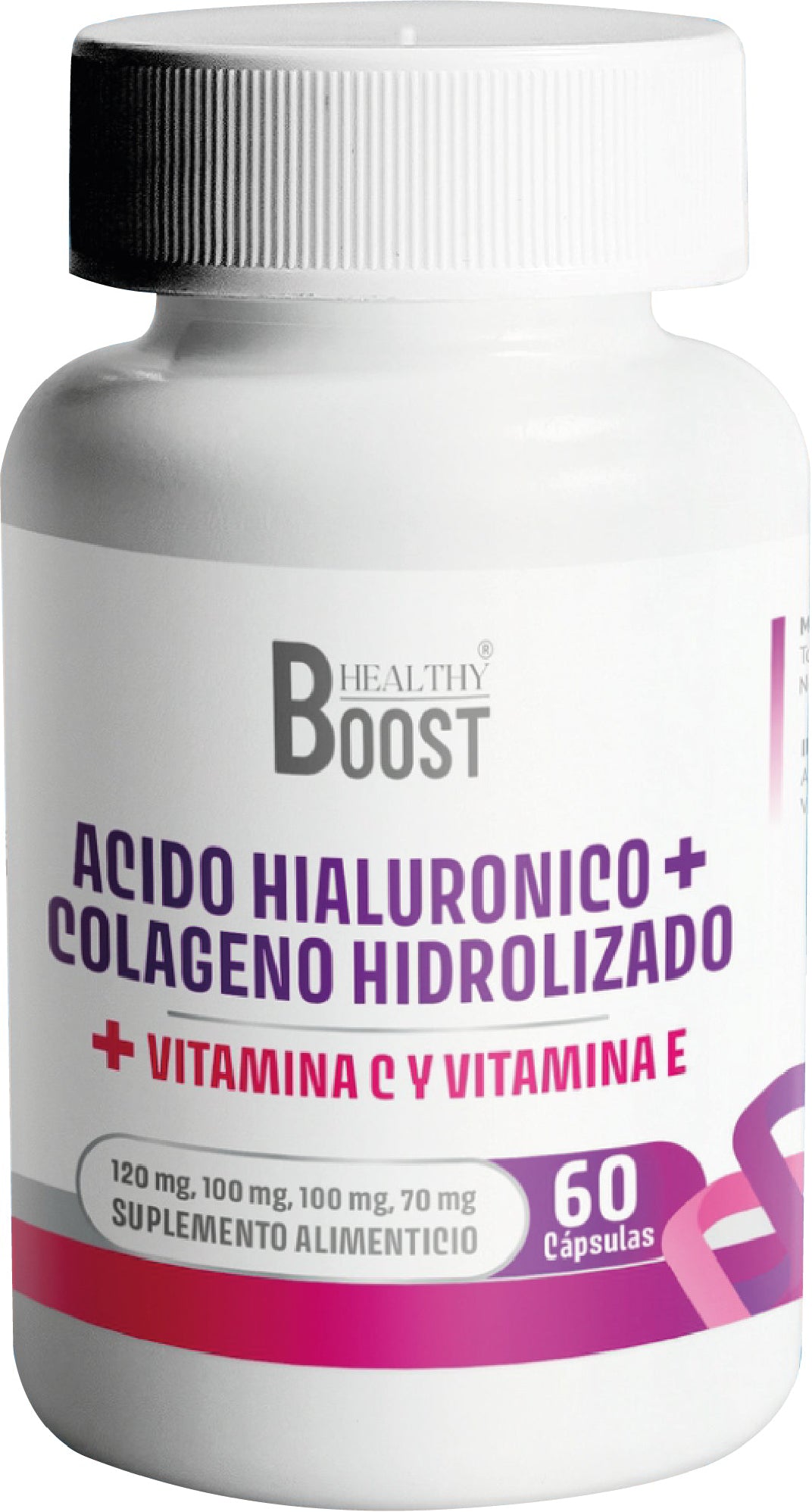 Acido Hialuronico+Colageno H+Omega 3+ Vit C+ Vit E Polvo Frasco Con 60 Capsulas Healthy Boost