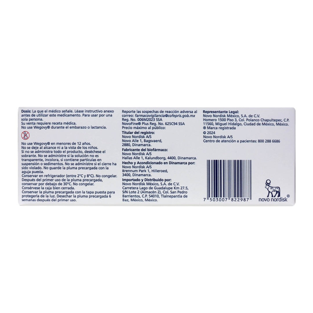 Wegovy 2.4 Mg Pluma 4 Dosis 3.2 Mg /Ml