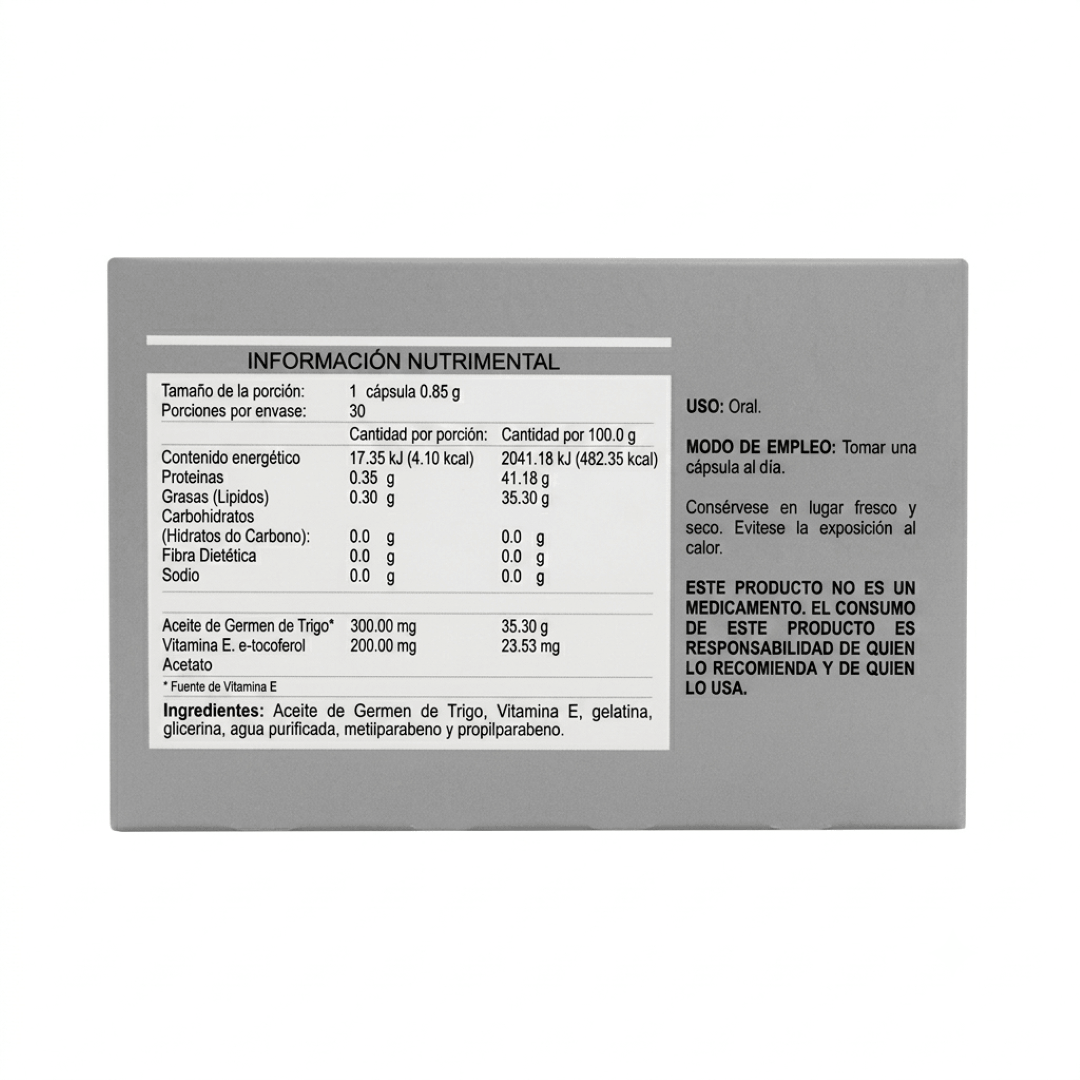 Vitamina E 850 Pg Con 30 Capsulas Germen De Trigo