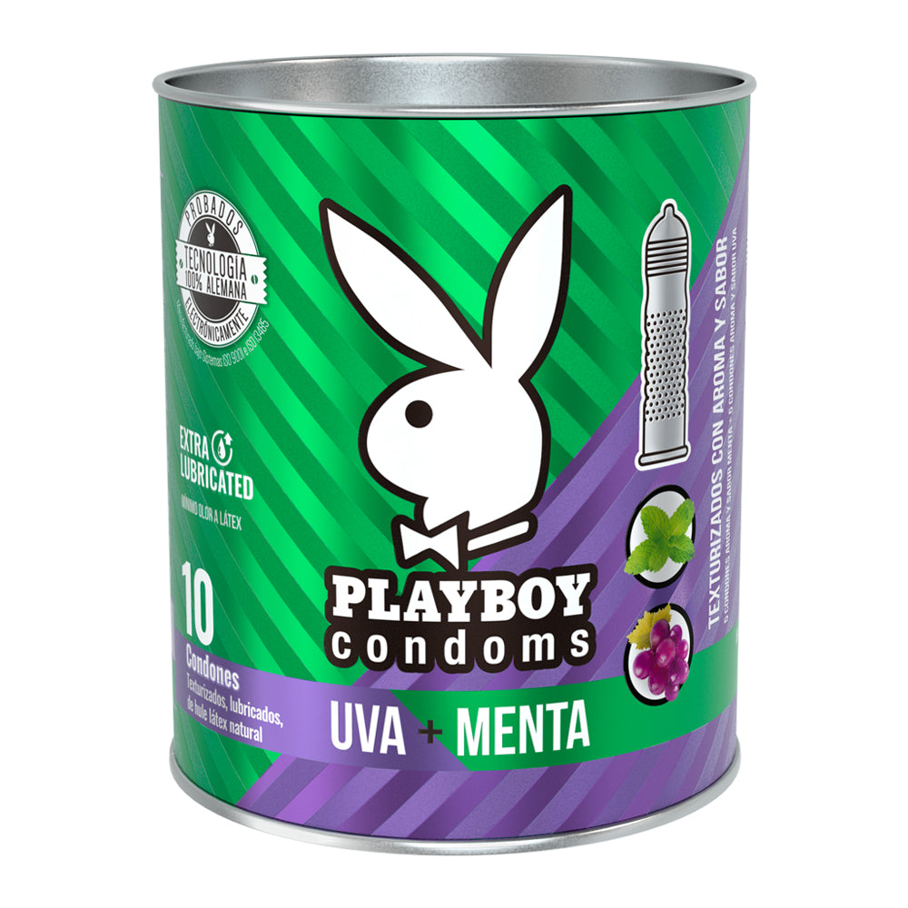 Preservativo Playboy Texturizado Uva + Menta Con 10 Piezas