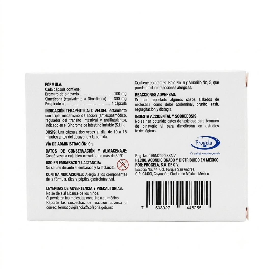 Divelgel (Bromuro De Pinaverio/Dimeticona 100/300 Con 32 Cap