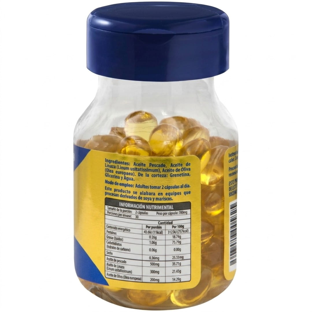Omega 3,6,9 (Aceite De Pescado, Linaza Y Oliva) 700 Mg Con 60 Capsulas Naturagel