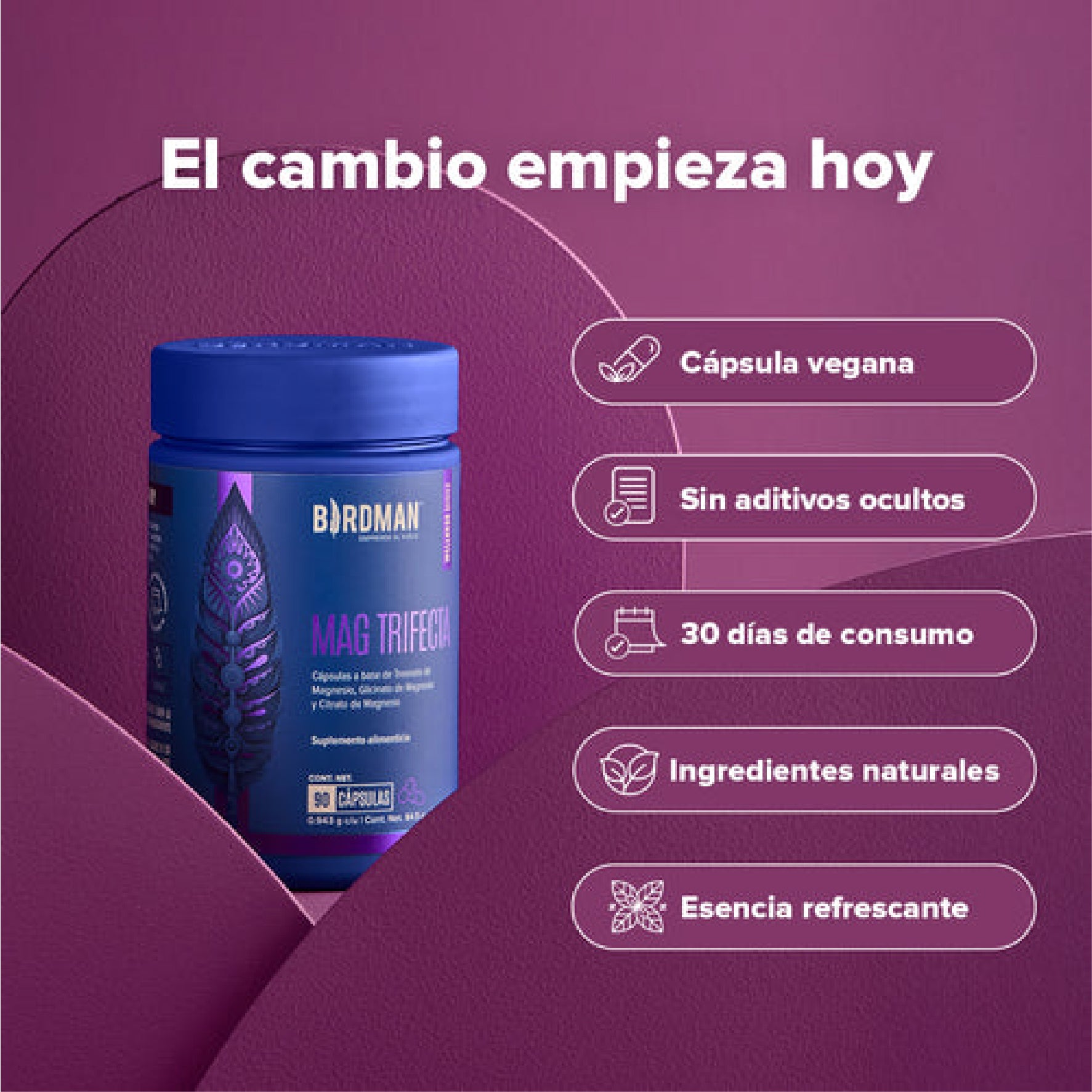 Mag Trifecta 3 En 1 (Magnesio) Con 90 Capsulas Birdman