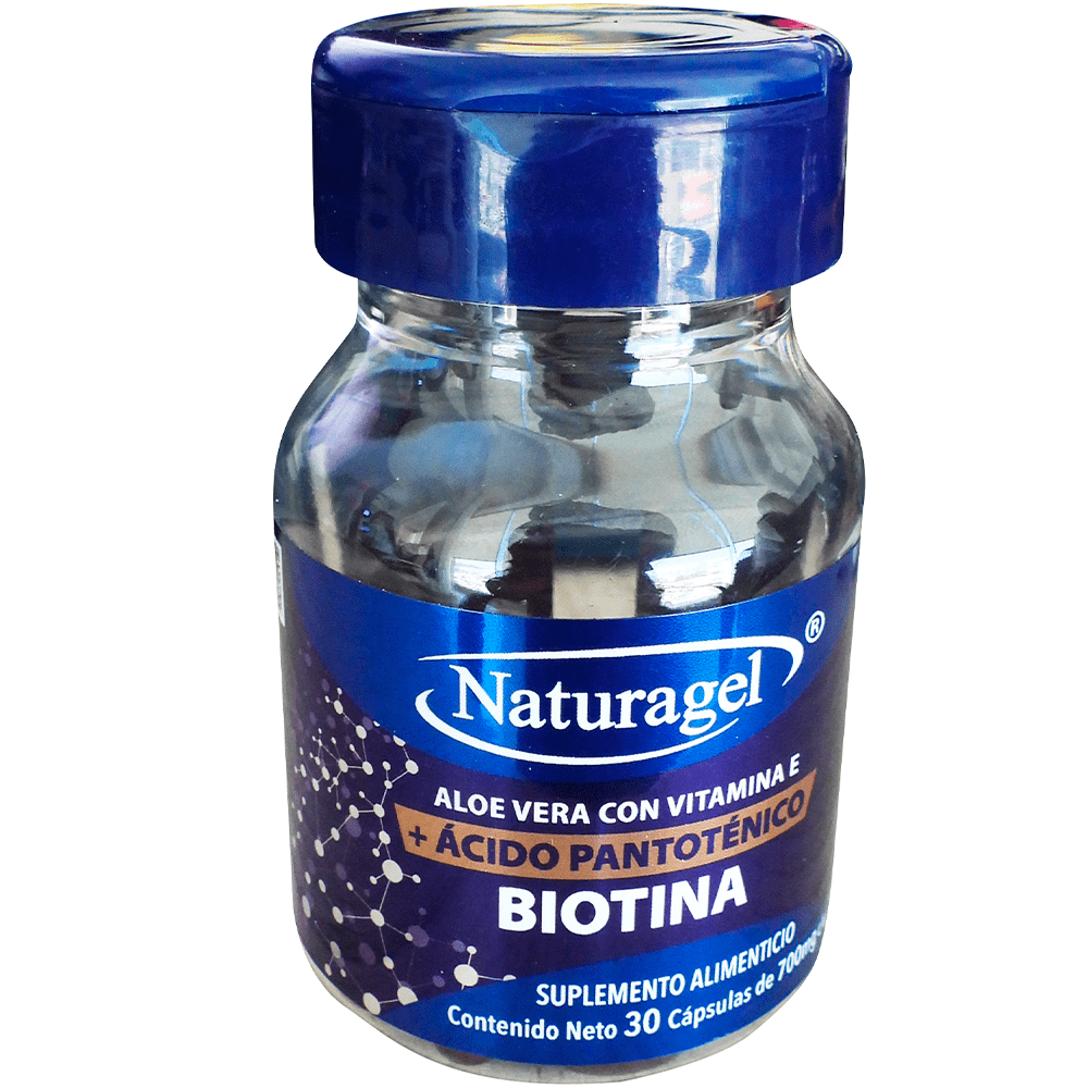Biotina Aloe Vera Vitamina E Acido Pantotenico 700 Mg Con 30 Capsulas Naturagel