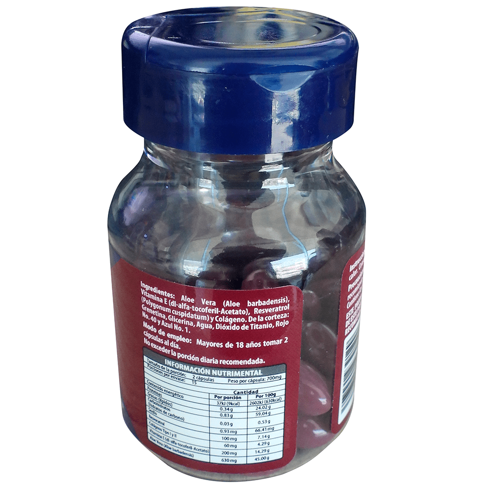 Resveratrol Aloe VeraVitamina E Colageno Tipo I Y Ii 700 Mg Con 30 Capsulas Naturagel