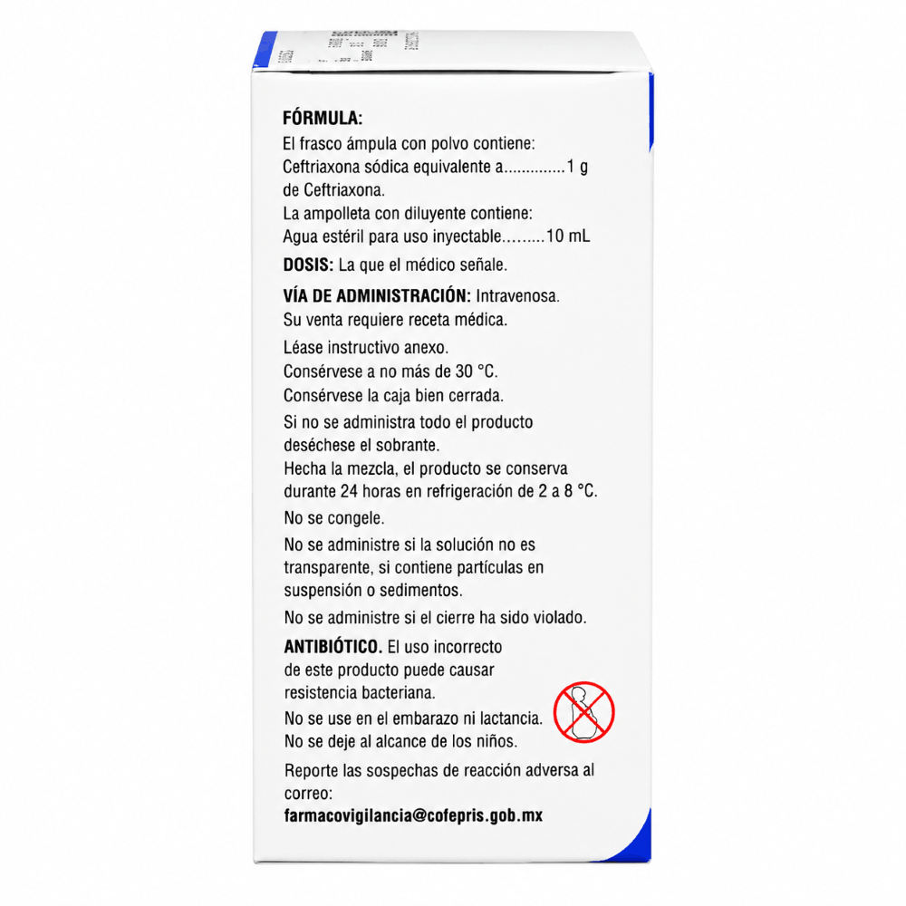 Auroviax Ceftriaxona 1G Iv Solucion Inyectable Frasco Ampula