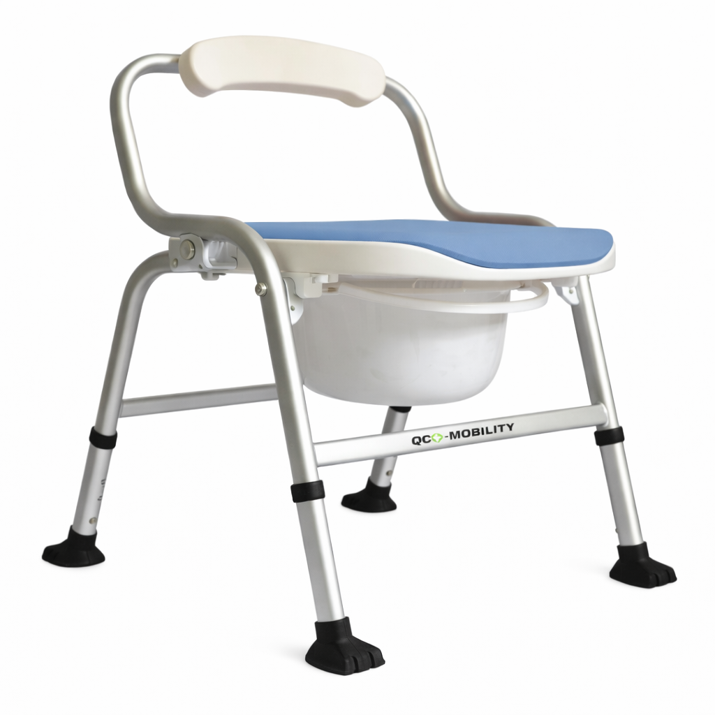 SILLA DUCHA/COMODO AZUL DESCANSA BRAZO ALUMINIO PLEGABLE ALT AJUSTABLE