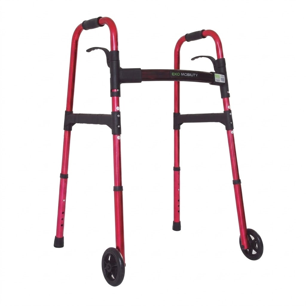 Ea200701M Andadera Con Ruedas Kd Roja Aluminio Altura Ajustable