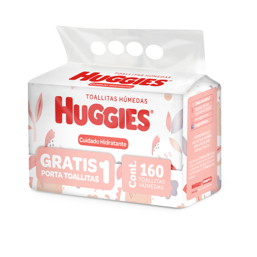 Toallitas Humedas Huggies Cuidado Hidratante Con 160 + Porta Toallas