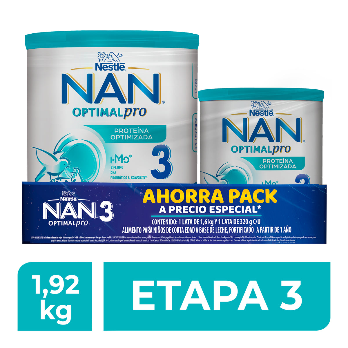 Nan 3 Optimal Pro 1,6 Kg + Nan 3 Optimal Pro 320 G