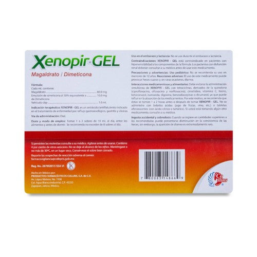 Xenopir-Gel (Magaldrato/Dimeticona) Con 10 Sobres 80 Mg/10 Mg/1 Ml