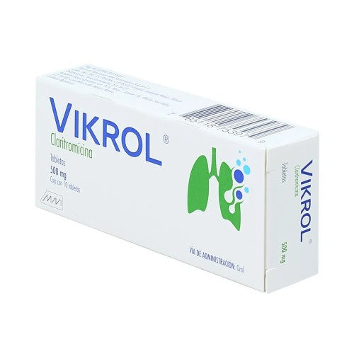 Vikrol (Claritromicina) 500 Mg Con 10 Tabletas