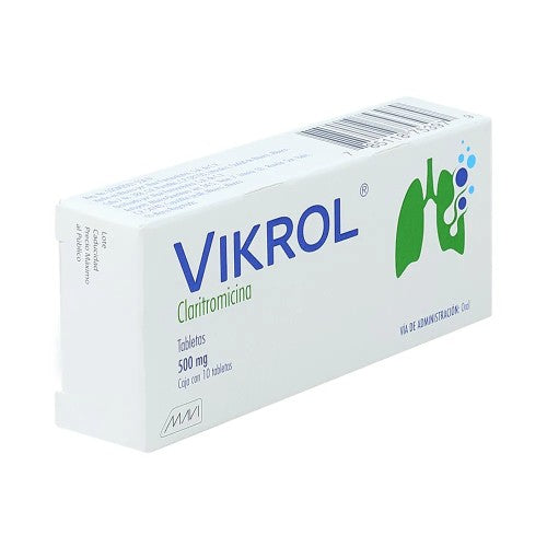 Vikrol (Claritromicina) 500 Mg Con 10 Tabletas