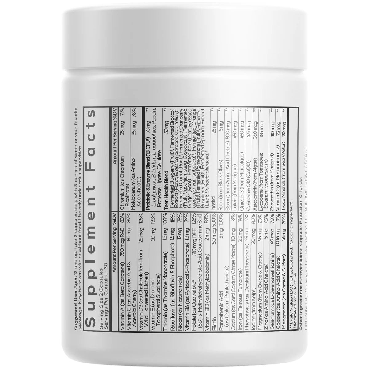 Teen Fermented (Adolescentes) Mulvitaminas Y Minerales Con 60 Capsulas