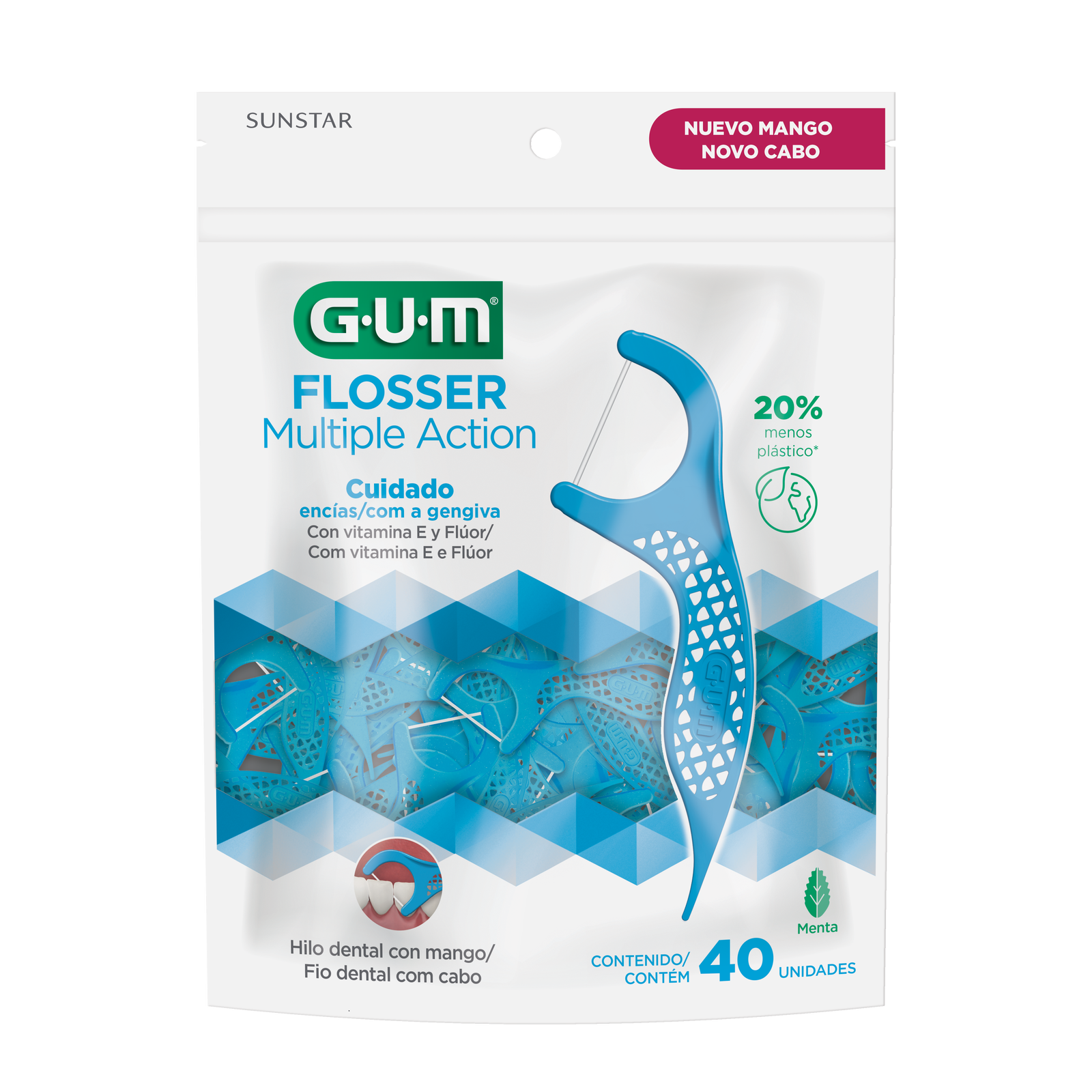 Palillos Gum Con Hilo Dental Menta 40 Piezas