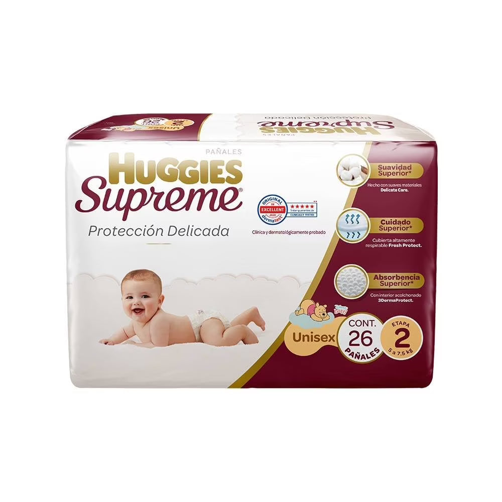 Pañal Huggies Supreme Etapa 2 Con 26 Piezas Unisex