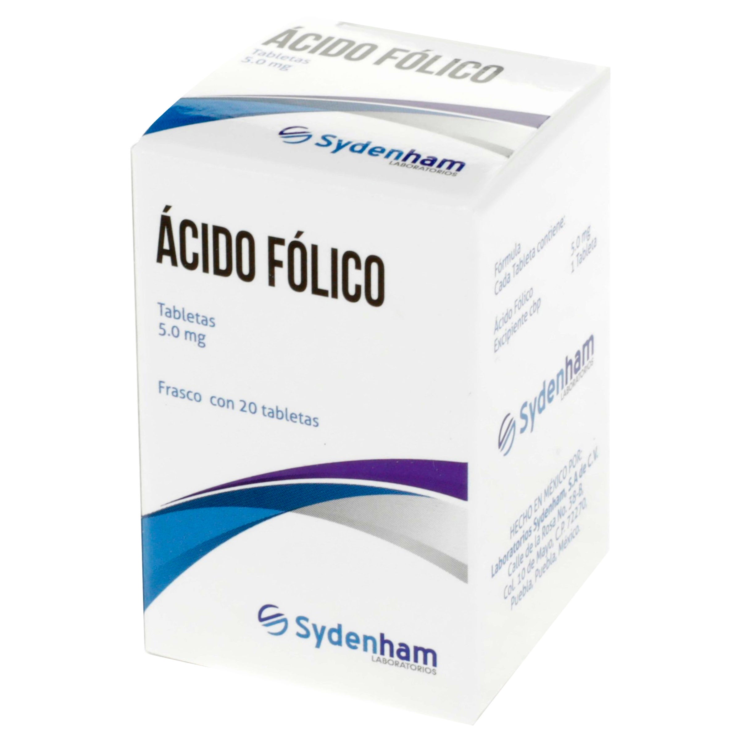 Acido Folico 5 Mg Frasco Con 20 Tabletas Sydenham 7502010580969