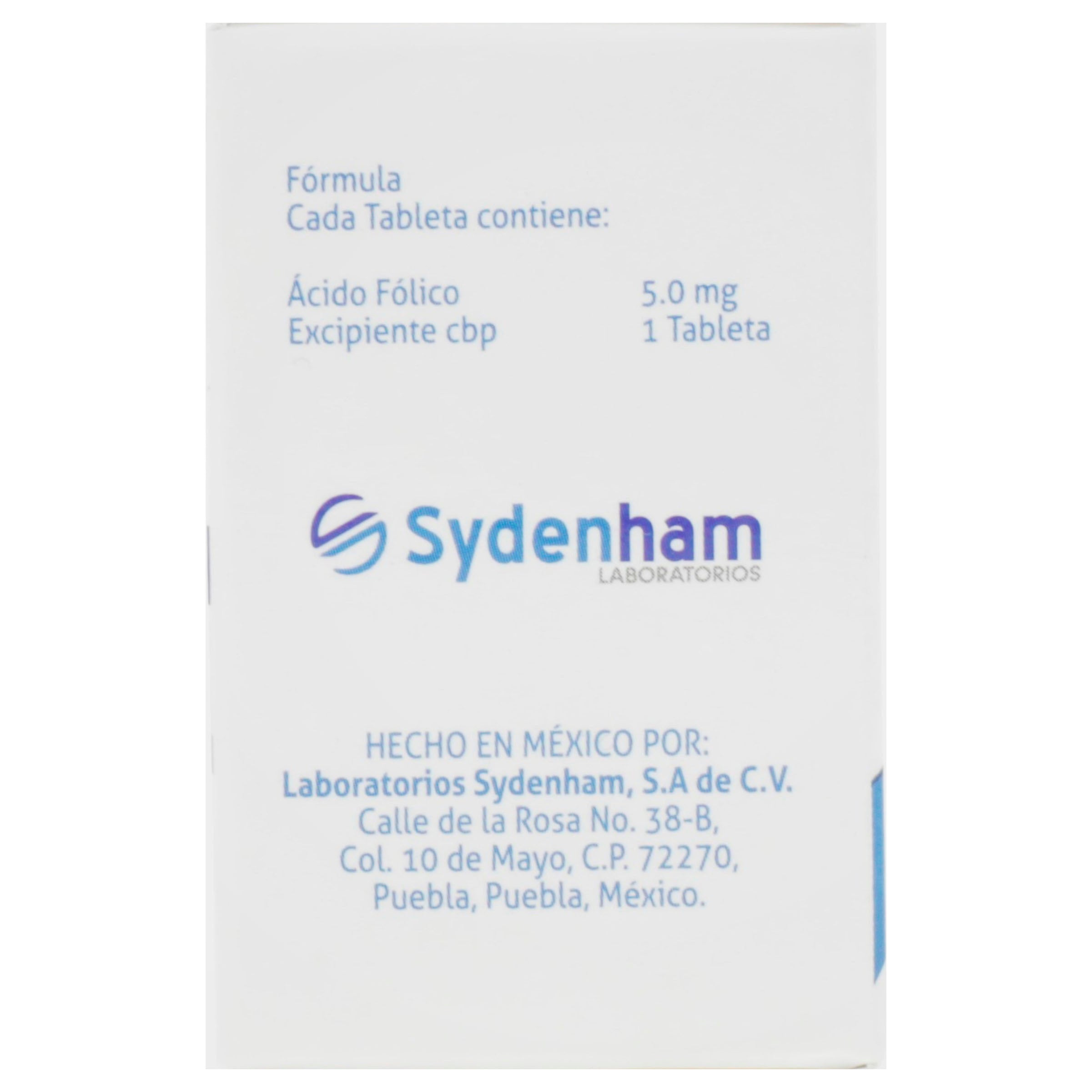 Acido Folico 5 Mg Frasco Con 20 Tabletas Sydenham 7502010580969