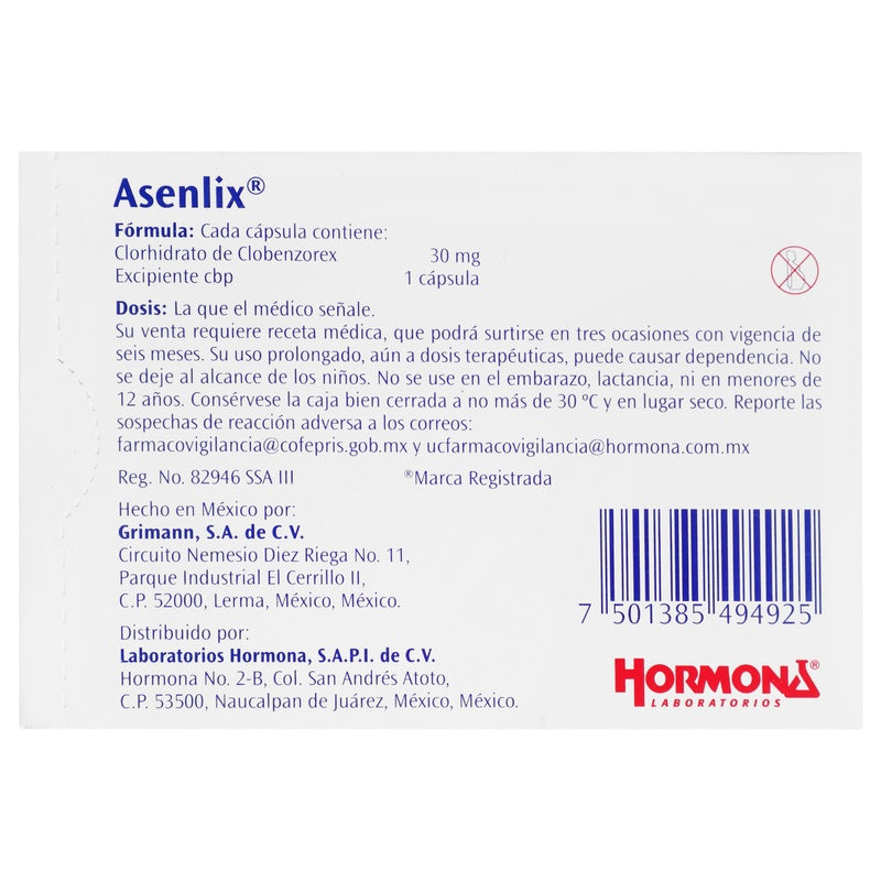 Asenlix 30 Mg Con 60 Capsulas 7501385494925  perfil 8