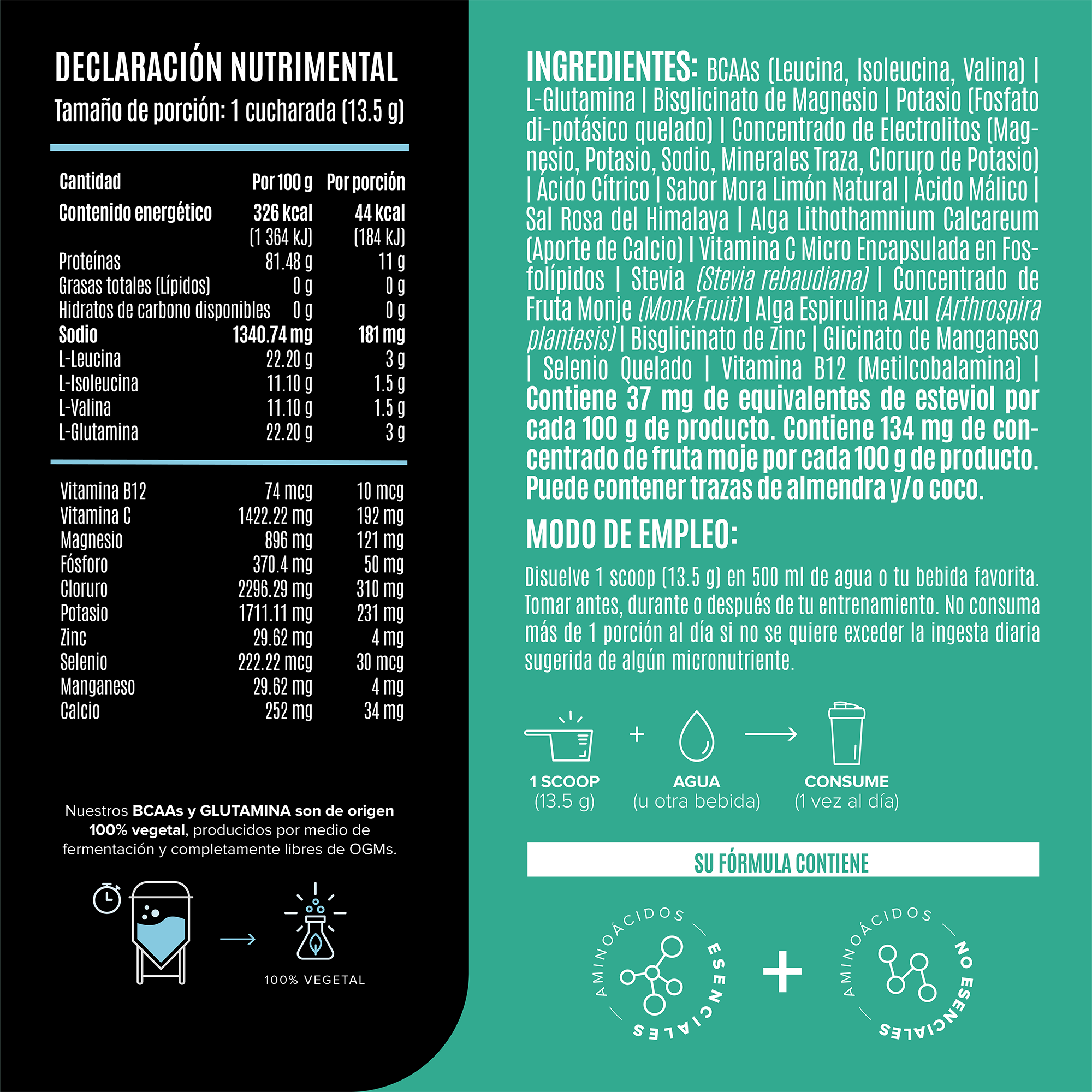 Bcaa & Glutamina Mora Limon 405 G Birdman