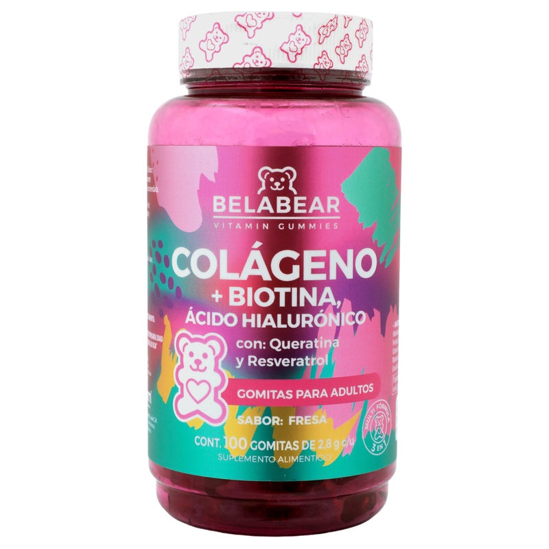 Belabear Colageno+Biotina & Ácido Hialuronico Con 100 Gomitas