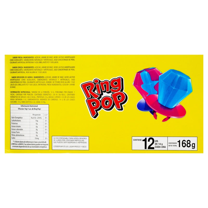 Caja Caramelo Ring Pop Con 12 Piezas 168 G 7896624202509 perfil 8