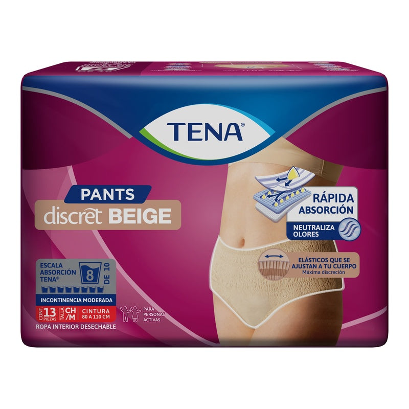 Calzon Tena Pants Beige Chico /Mediano Con 13 Piezas 7501019064357 perfil 4