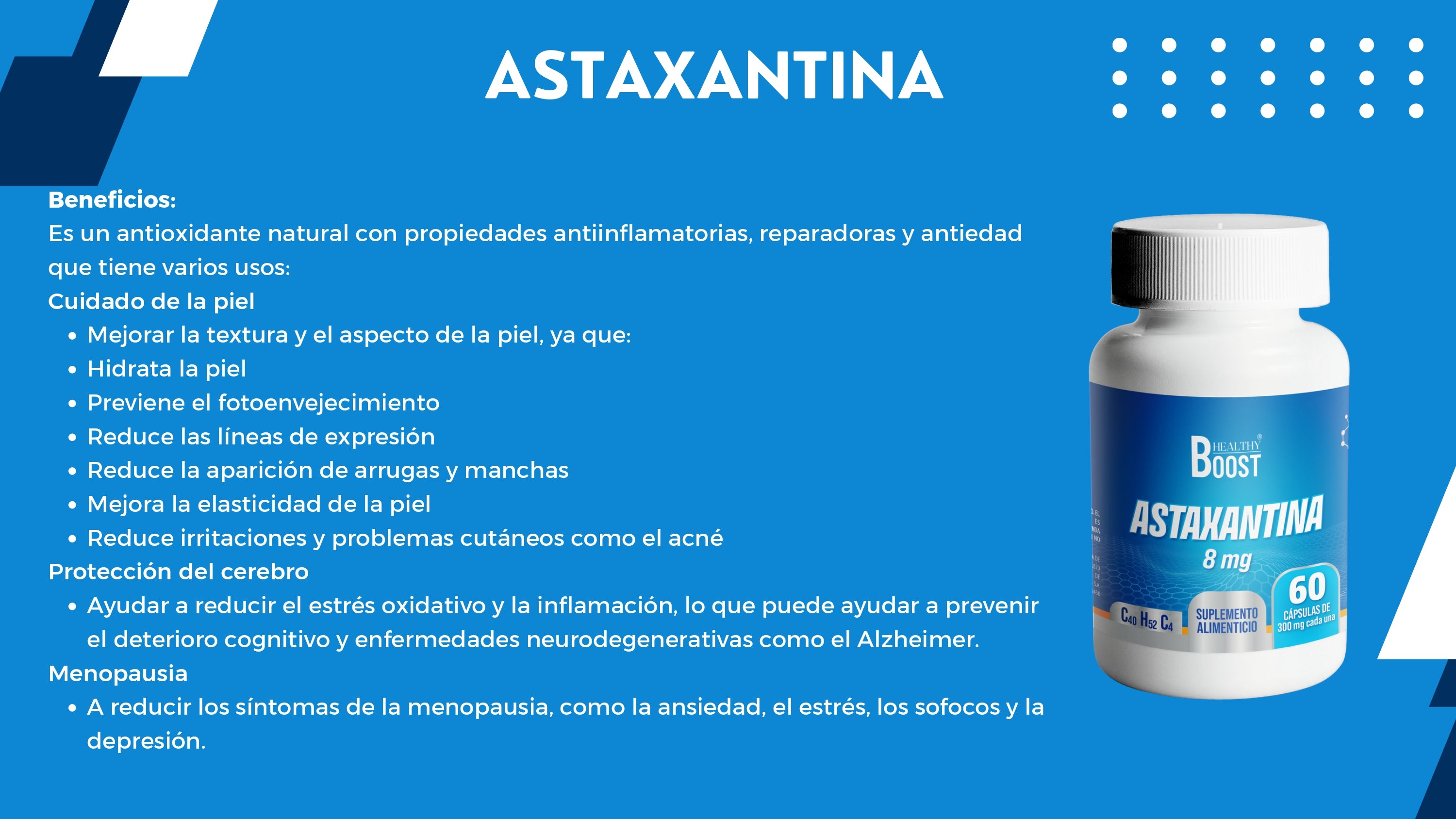 Astaxantina 8 Mg Frasco Con 60 Capsulas Healthy Boost