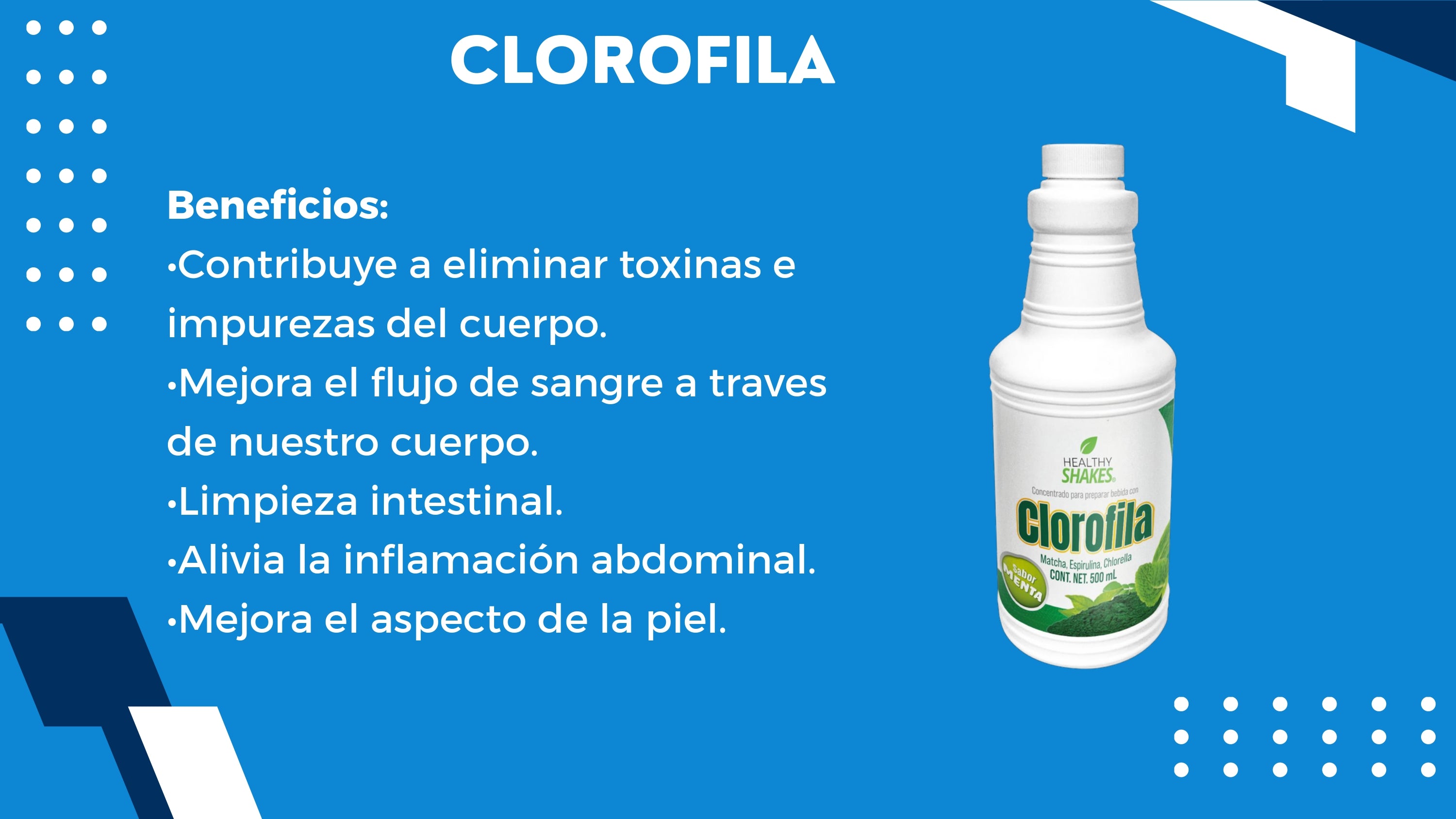 Clorofila (Matcha, Espirulina, Chlorella) Hierbabuena 500 Ml