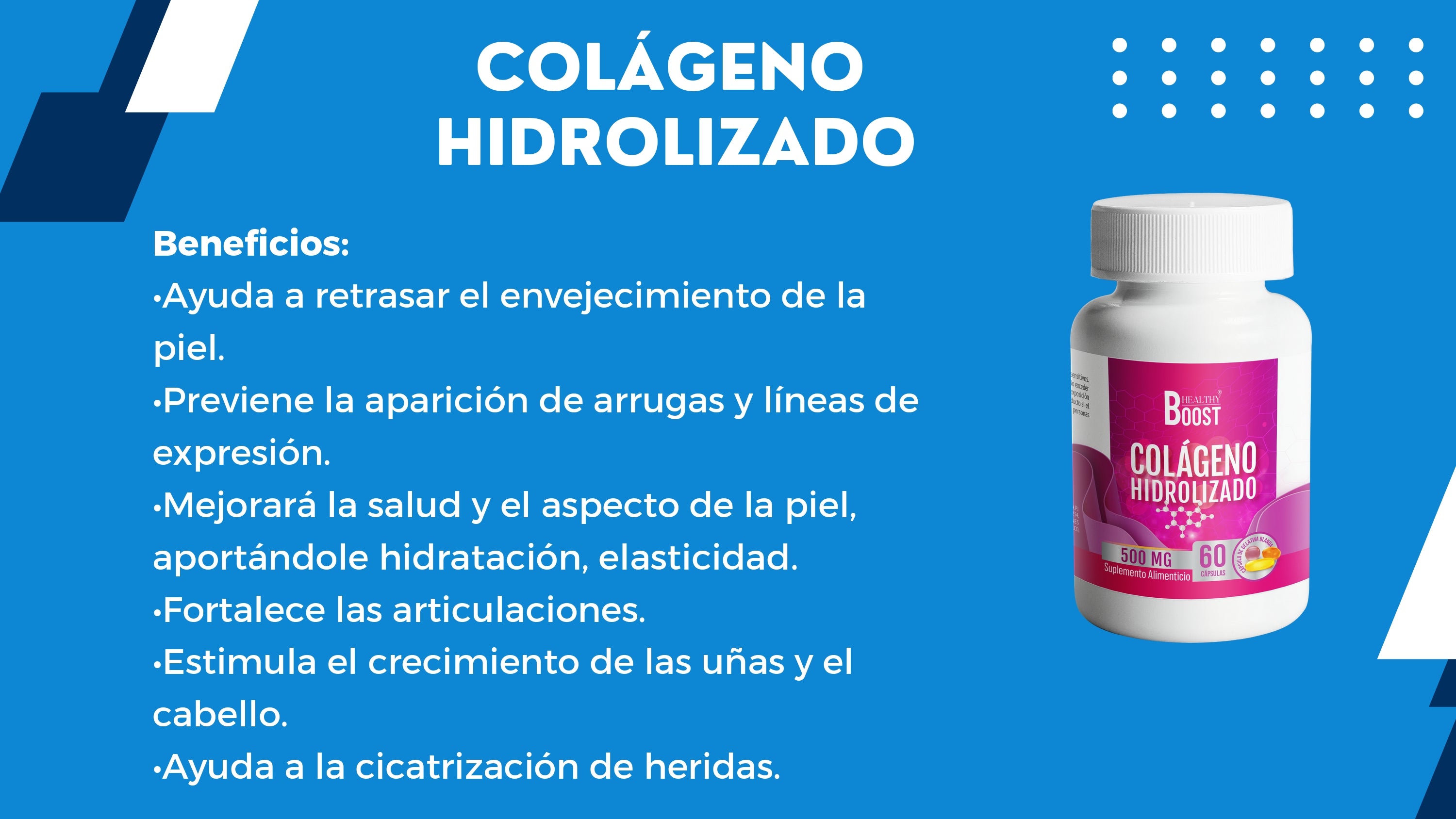 Colageno Hidrolizado 500 Mg Con 60 Capsulas Healthy Boost