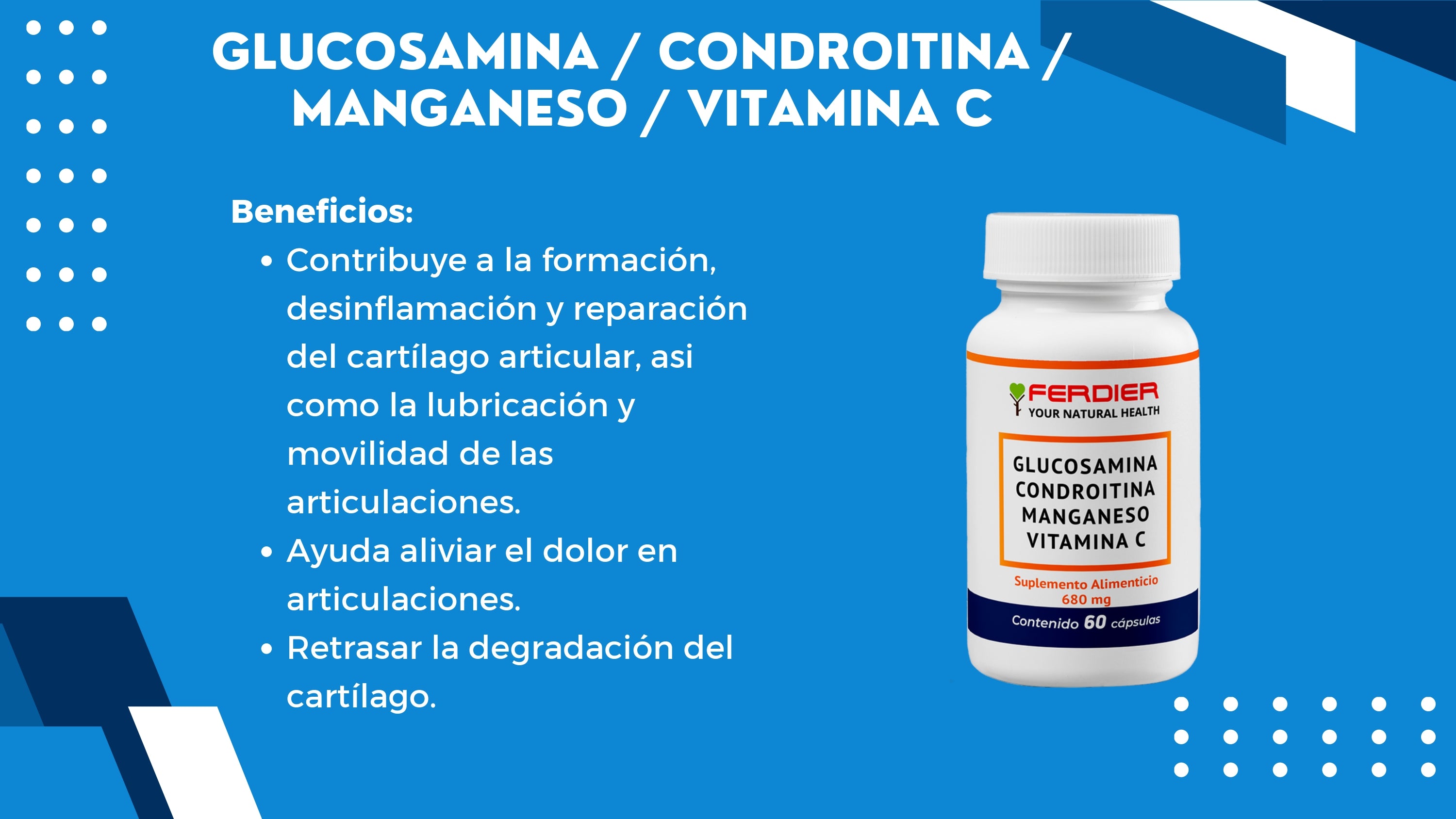 Glucosamina/Condroitina/Manganeso/Vit C Con 60 Capsulas Healthy Boost