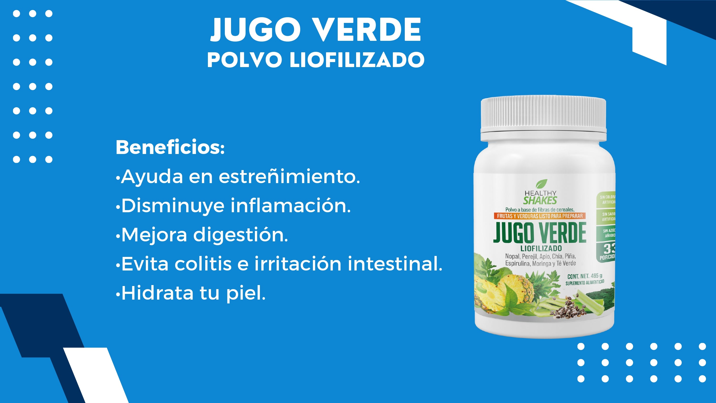 Jugo Verde Liofilizado Healthy Shakes 495 G