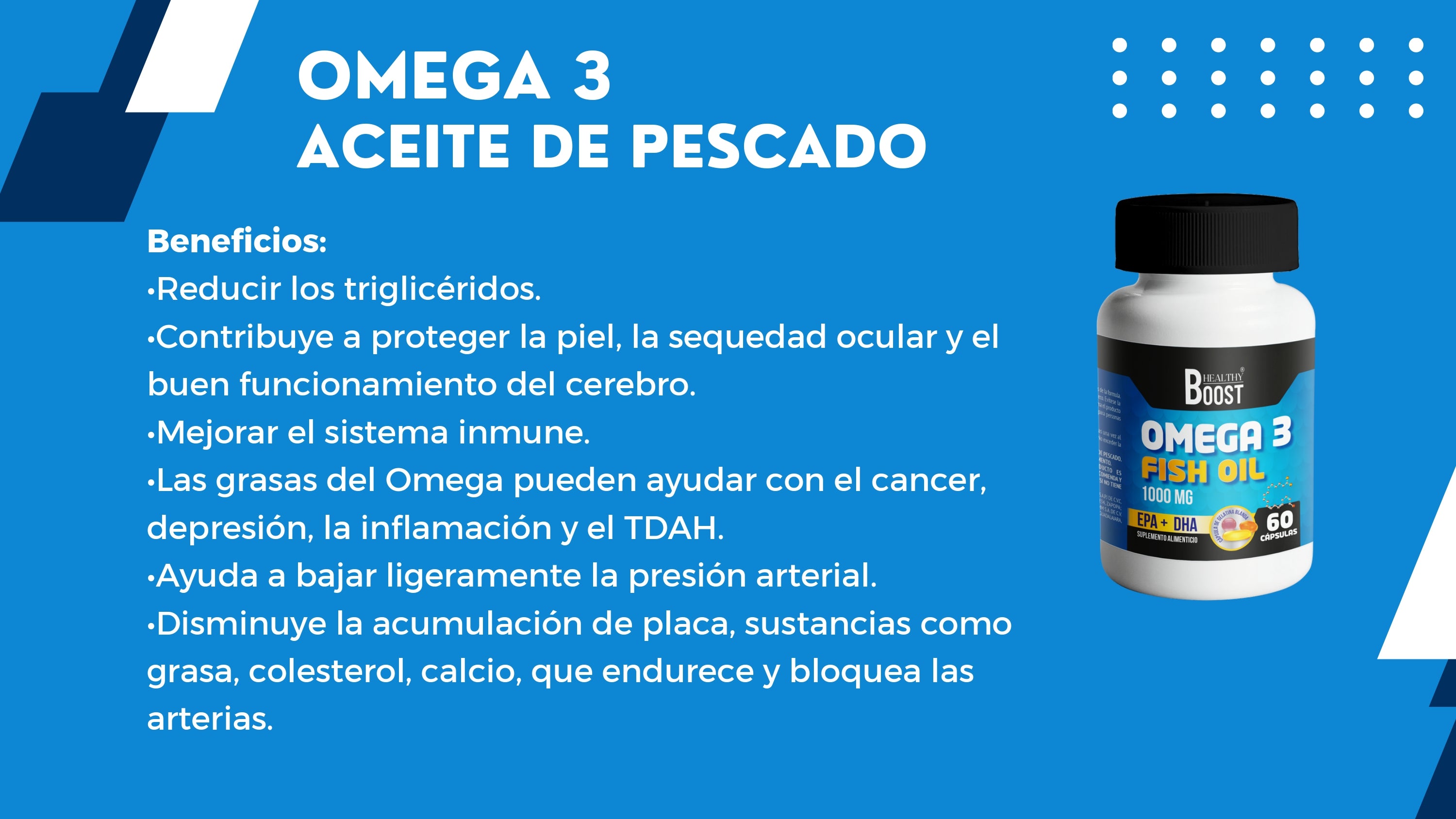 Omega 3 1000 Mg Aceite Pescado Con 60 Capsulas Healthy Boost