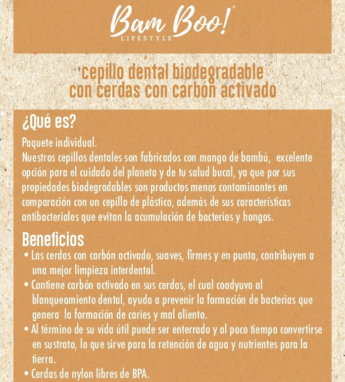 Cepillo Dental Bam Boo Lifestyle Carbon Activado Pieza