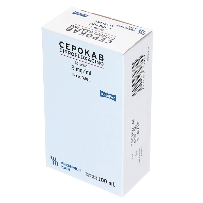 Cepokab (Ciprofloxacino) Solucion Inyectable 2 Mg/100 Ml 7501052713625 perfil 7