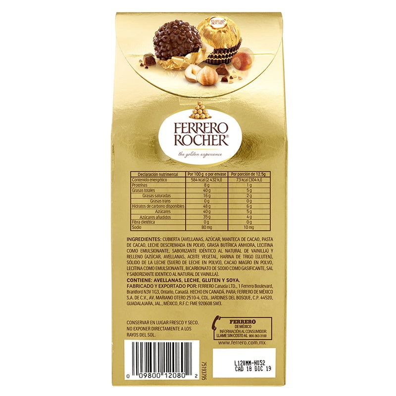 Chocolate Ferrero Rocher 100 G Con 8 Piezas 009800120802