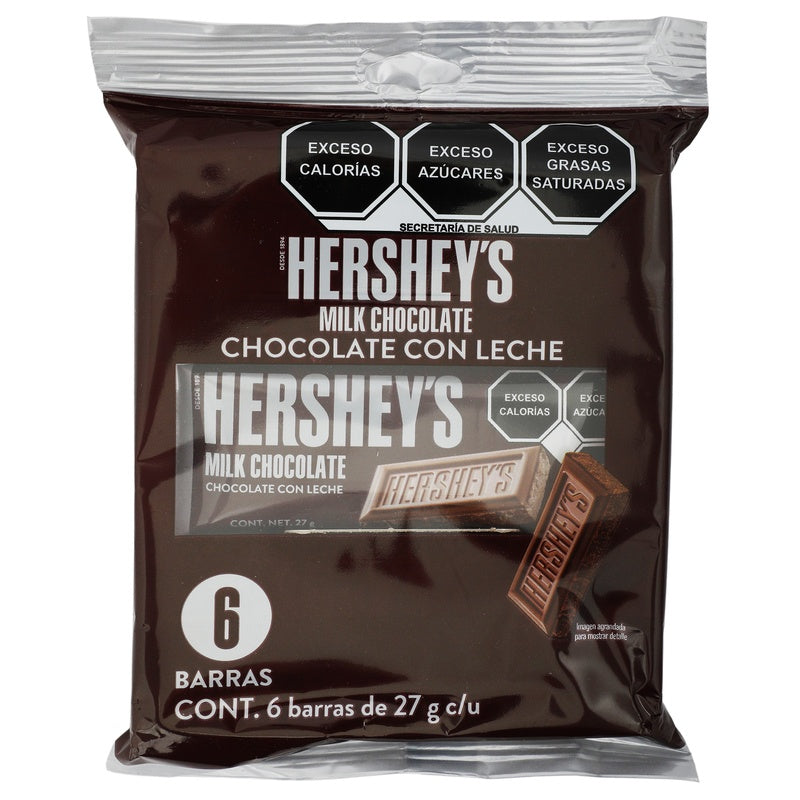 Chocolate Hersheys Milk Con 6 Barras 27 G 7501024511525