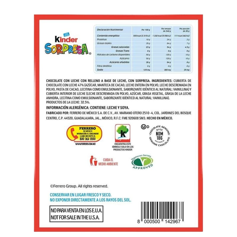 Chocolate Kinder Sorpresa Para Niña Con 12 8000500142967  perfil 2