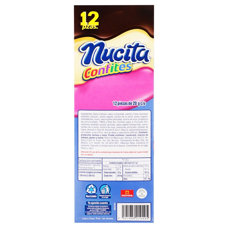 Chocolate Nucita Trisabor Confites Con 12 Piezas 7501088210495 perfil 3