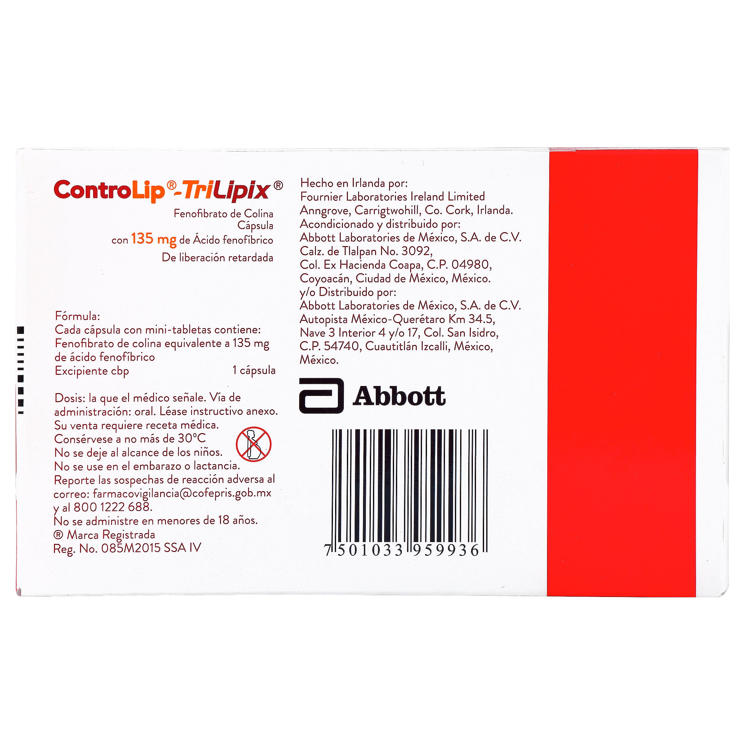 Controlip Trilipix 135 Miligramos Capsulas 30 7501033959936
