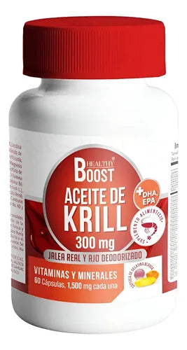 Aceite De Krill 300 Mg Con 60 Capsulas Vitaminas Y Minerales Healthy Boost