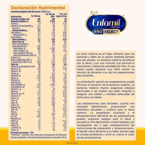 Enfamil 1 Premium 1100 G + Bolsa Gratis 7506205809033 reverso 3